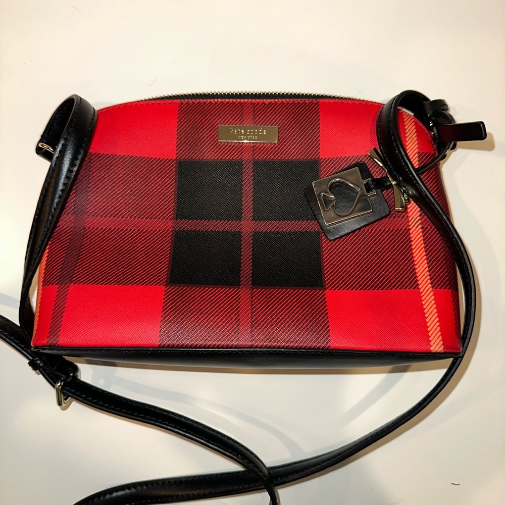 Kate Spade Red and Black Checkered Crossbody Bag
